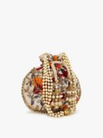 Anekaant Girls Cream-Coloured & Red Floral Embroidered Tasselled Potli Clutch - Image 3
