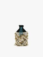 Anekaant Green & Gold-Toned Embellished Tasselled Potli Clutch - Image 3