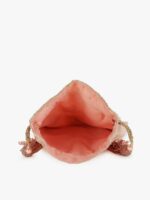 Anekaant Pink & Gold-Toned Embellished Tasselled Potli Clutch - Image 5