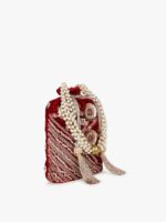 Anekaant Women Maroon & Gold-Toned Floral Embellished Tasselled Potli Clutch - Image 2