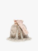 Anekaant Women Peach-Coloured & Silver-Toned Velvet Embellished Potli Clutch - Image 2