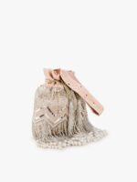 Anekaant Women Peach-Coloured & Silver-Toned Velvet Embellished Potli Clutch - Image 3