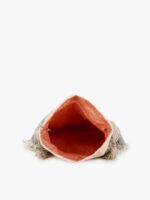 Anekaant Women Peach-Coloured & Silver-Toned Velvet Embellished Potli Clutch - Image 5