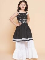 Bitiya by Bhama Girls Embroidered Pure Cotton Kurta with Sharara - Image 4