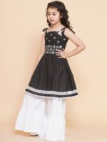 Bitiya by Bhama Girls Embroidered Pure Cotton Kurta with Sharara - Image 5