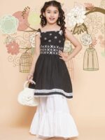 Bitiya by Bhama Girls Embroidered Pure Cotton Kurta with Sharara - Image 7
