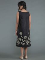 Black Embroidered A-Line Dress - Image 3