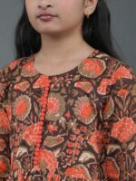 Brown Floral Print Kurta Sharara With Dupatta - Image 6