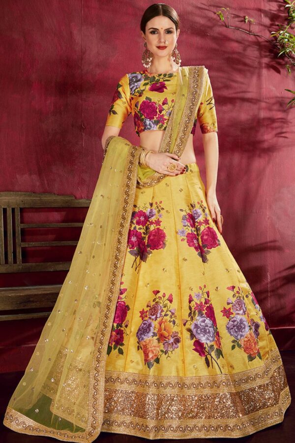 FABPIXEL Printed Semi-Stitched Lehenga & Unstitched Blouse With Dupatta