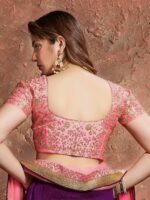 FABPIXEL Purple & Pink Embroidered Bridal Lehenga Choli Set With Dupatta - Image 6