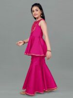 FASHION DREAM Girls Ethnic Motifs Yoke Design Gotta Patti Kurta with Sharara - Image 4