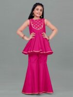 FASHION DREAM Girls Ethnic Motifs Yoke Design Gotta Patti Kurta with Sharara - Image 6