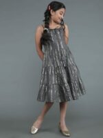 Grey Gold Striped Tiered Dress - Image 2