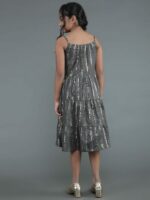 Grey Gold Striped Tiered Dress - Image 3