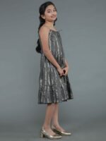Grey Gold Striped Tiered Dress - Image 4