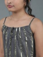 Grey Gold Striped Tiered Dress - Image 6