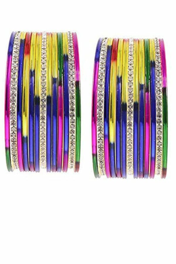 NMII Set Of 26 Textured & Crystal-Studded Crystals Bangles