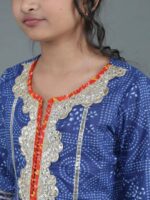 Navy Blue Bandhani Print Kurta Sharara With Dupatta - Image 6