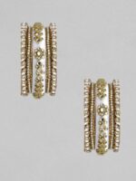 Peora Set Of 10 White Gold-Plated Stone Studded Silk Thread Bangles - Image 3