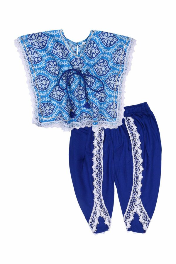 Superminis Girls Floral Printed Regular Pure Cotton Kaftan Top with Dhoti Pants
