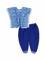 Superminis Girls Floral Printed Regular Pure Cotton Kaftan Top with Dhoti Pants - Image 2