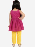 VASTRAMAY Girls Purple Pure Cotton Anarkali Kurti and Trousers - Image 4
