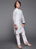 White Block Print Long Kurta - Image 4