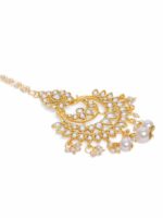 I Jewels White Gold-Plated Kundan-Studded Handcrafted Maangtikka - Image 3