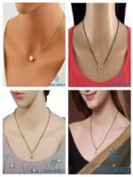 JEWEL WORLD Set Of 4 Gold-Plated Stone-studded & Beaded Mangalsutras - Image 5