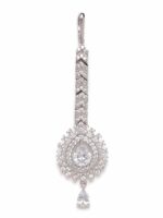 JEWELS GEHNA Oxidised Silver-Plated AD-Studded Maang Tika