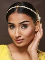 Jazz and Sizzle Gold Plated Kundan-Studded & Pearl Beaded Mathapatti - Image 6