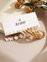 Jewels Galaxy Set Of 5 Gold-Plated Contemporary Hoop Earrings - Image 2