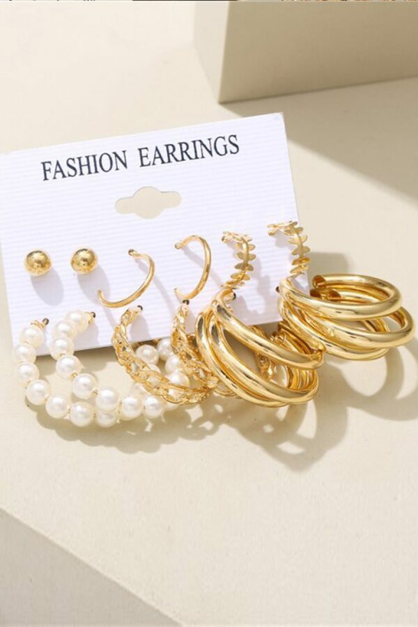 Jewels Galaxy Set of 6 Gold-Toned Classic Studs & Hoop Earrings