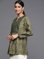 Libas Green Ethnic Motifs Printed Puff Sleeves Kurti - Image 3
