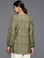 Libas Green Ethnic Motifs Printed Puff Sleeves Kurti - Image 4