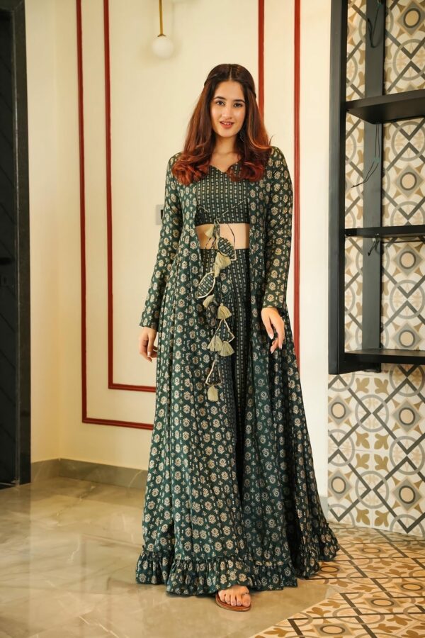 Deep Green Koti Style Indo-Western Suit