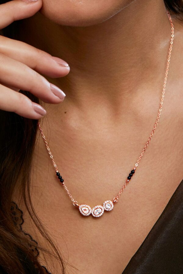MINUTIAE Rose Gold-Plated AD-Studded Mangalsutra