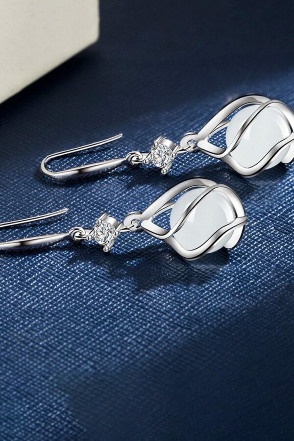MYKI Silver-Plated Contemporary Opal Drop Earrings