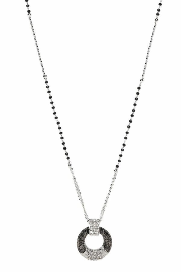 Mahi Black & White Oxidized Crystal Mangalsutra Pendant