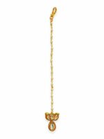 OOMPH Gold Plated Kundan Studded & Beaded Small Louts Design Maangtikka - Image 2