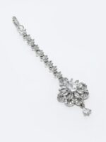 PANASH Rhodium-Plated Silver-Toned & White AD-Studded Maangtika - Image 4
