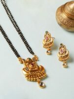 Rubans Gold-Plated & Black Beaded Mangalsutra Set - Image 2
