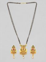 Rubans Gold-Plated & Black Beaded Mangalsutra Set - Image 3
