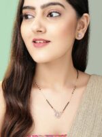 Rubans Gold Toned Black & White Beaded Mangalsutra Set - Image 2