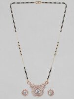 Rubans Gold Toned Black & White Beaded Mangalsutra Set - Image 4