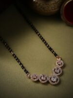 Rubans Rose Gold-Plated Black Beaded & Stone-Studded Mangalsutra
