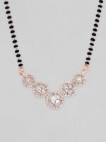 Rubans Rose Gold-Plated Black Beaded & Stone-Studded Mangalsutra - Image 3