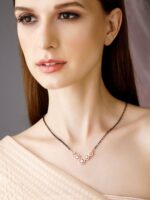 Rubans Rose Gold-Plated Black Beaded & Stone-Studded Mangalsutra - Image 4