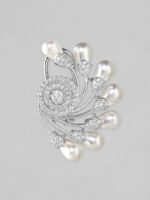 Rubans Silver-Toned Floral Jhumkas Earrings - Image 5