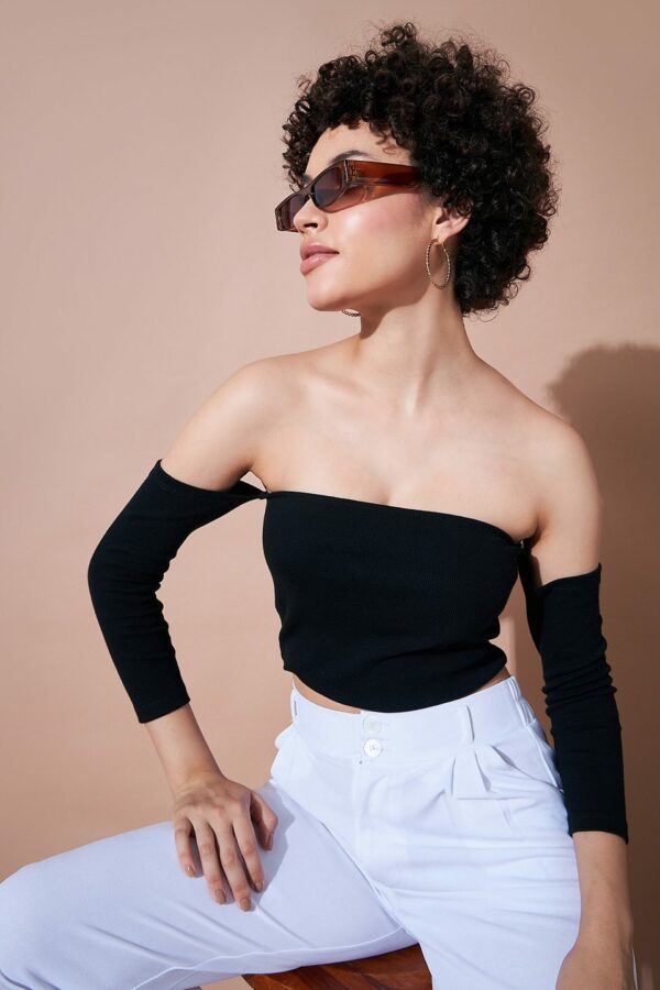 SASSAFRAS BASICS Off Shoulder Cotton Bardot Crop Top